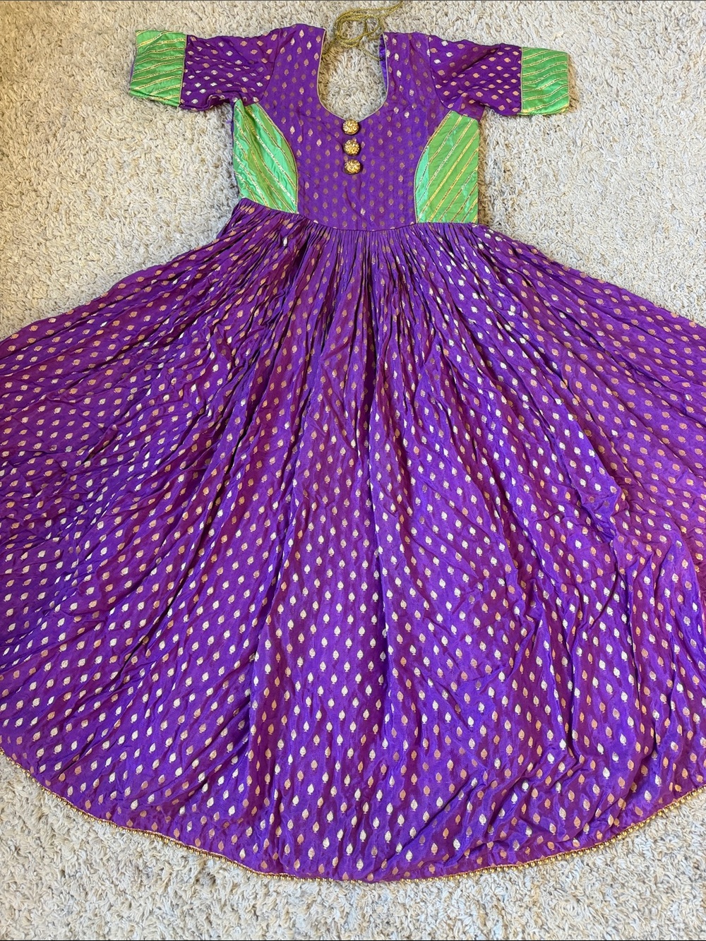 Purple and Green Party Dress